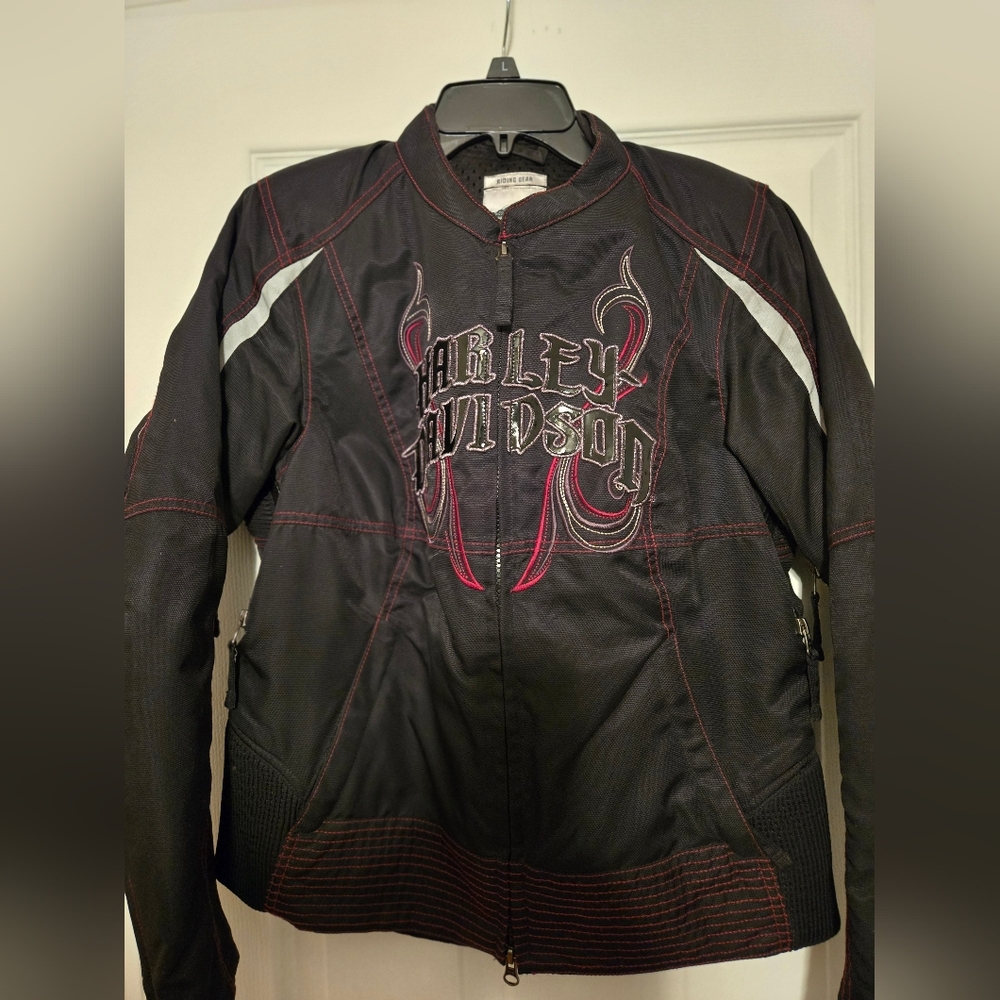 Harley-Davidson Women's Black and Red Bomber Jacket